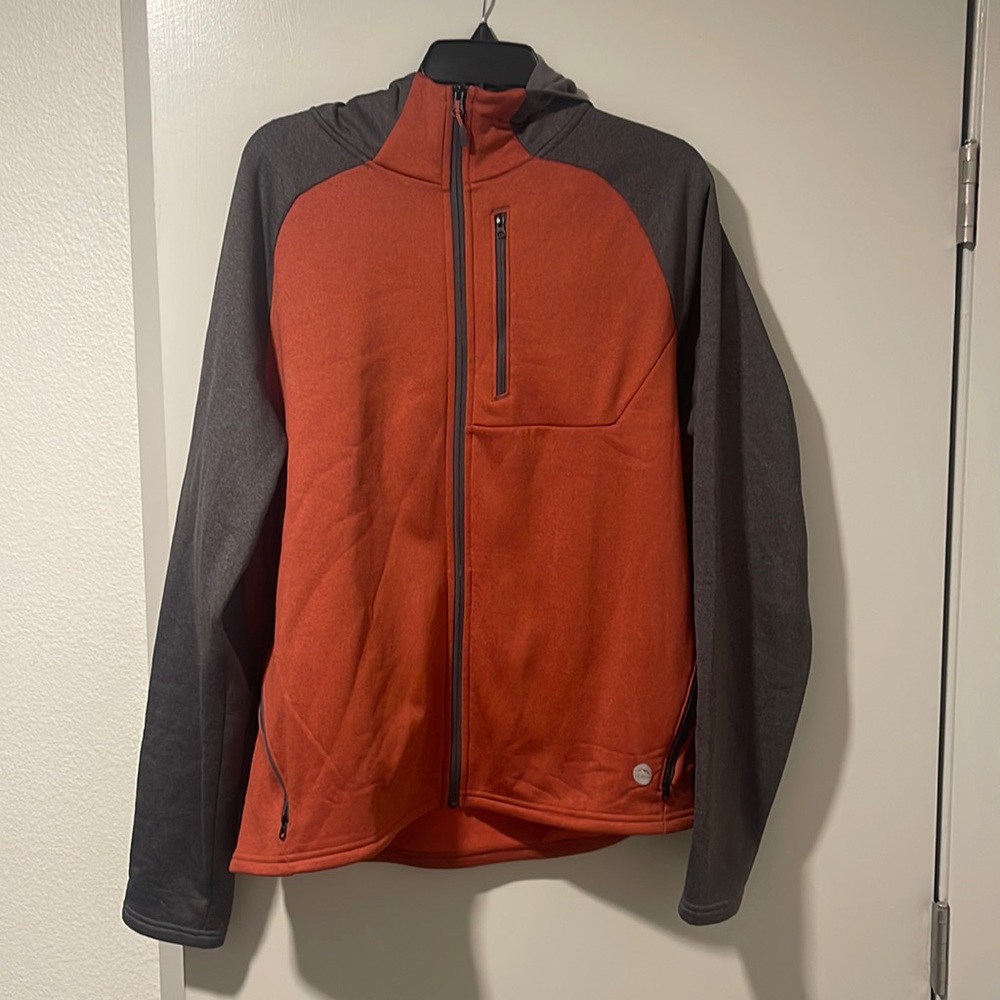 L.L. Bean Orange/Gray Long Sleeve Full Zipper Hoodie Size Large